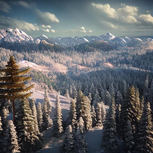 A beautiful landscape photograph of mountain scenery, two inches of snow